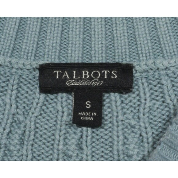 Talbot's 100% Cotton Cable Knit Pullover Sweater Seafoam Green Size S - Picture 3 of 4